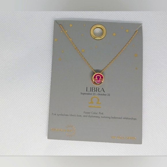♎️NWT 14tt GOLD DIPPED LIBRA NECKLACE♎️ - Picture 1 of 5